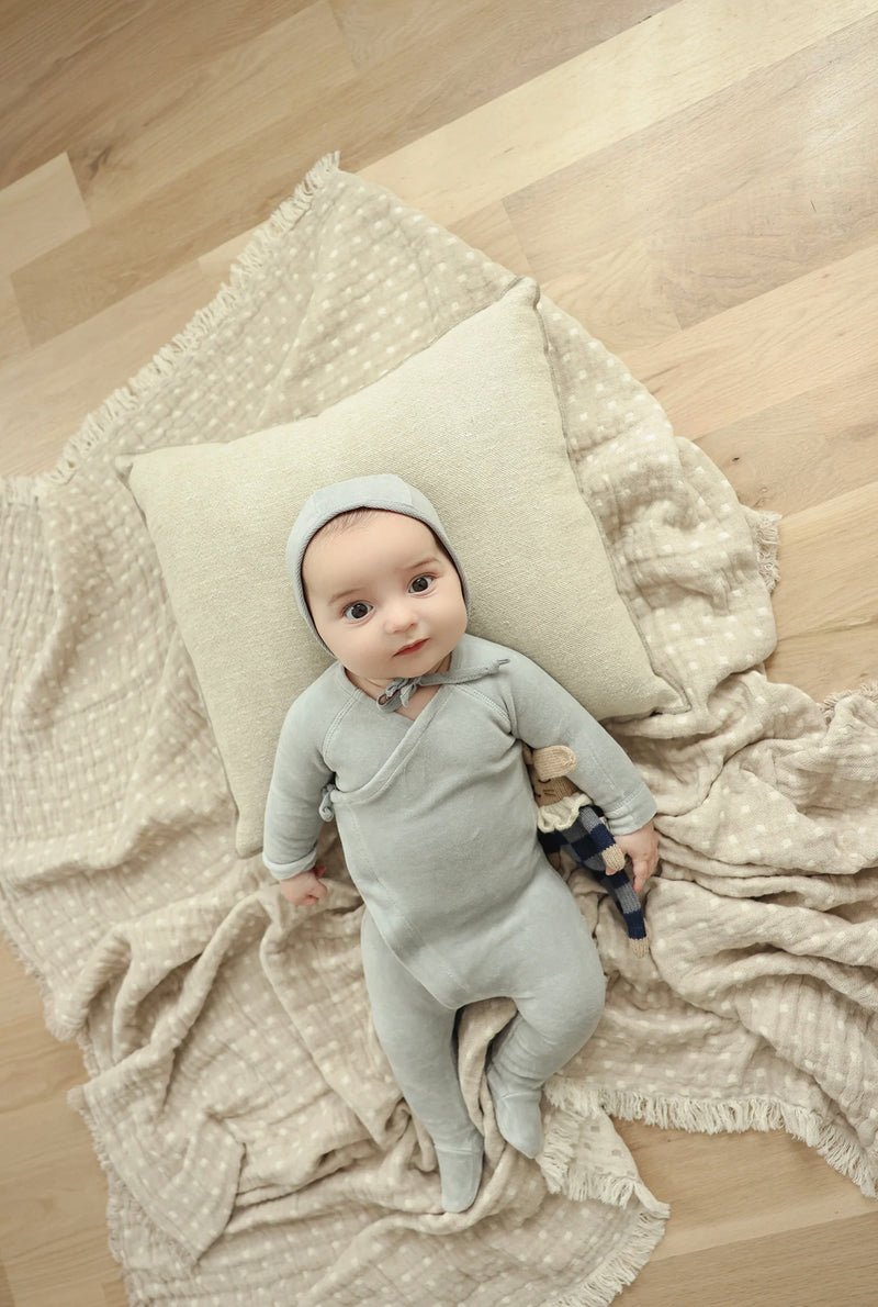 LILETTE VELOUR WRAP FOOTIE + BONNET