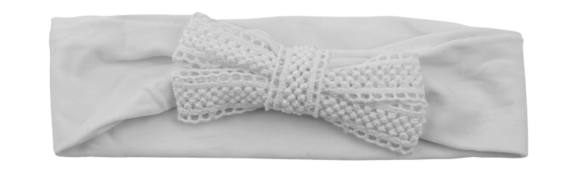 CHERIE BABY BAND WIDE LACE BOW BR6590