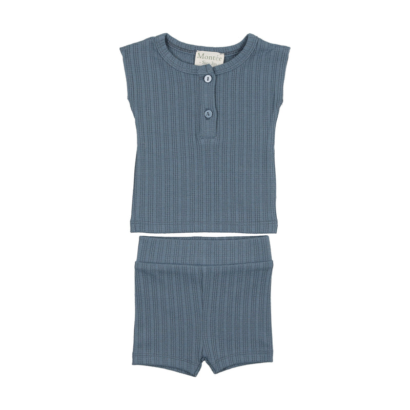 LSSS23BL MONTEE LADDER STRIPE SHORT SET