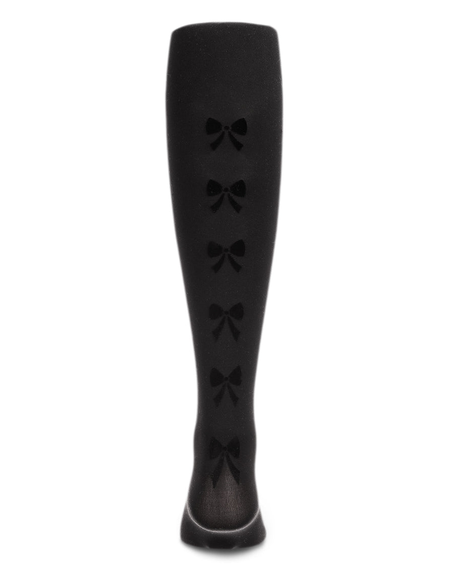 MKF-4049 MEMOI FLOCKED BACKSEAM BOW TIGHTS