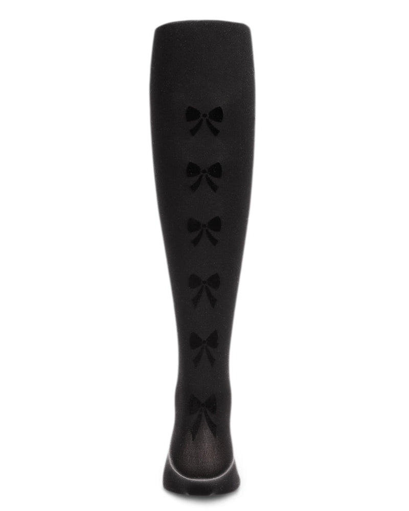 MKF-4049 MEMOI FLOCKED BACKSEAM BOW TIGHTS