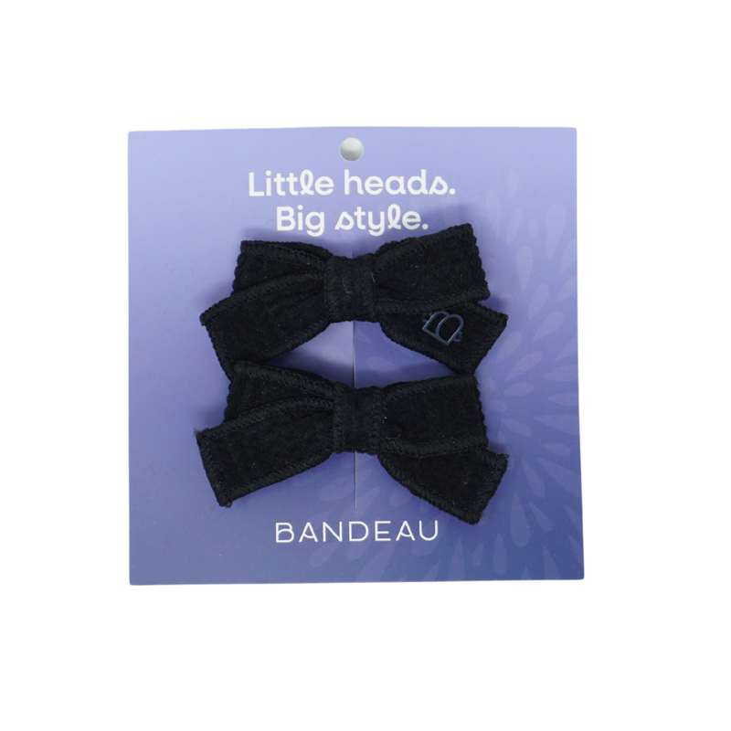 BANDEAU QUILTED CORDUROY MINI BOW CLIP SET