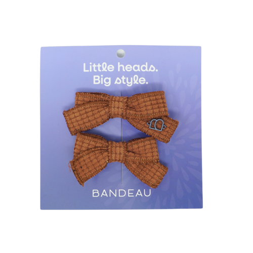 BANDEAU QUILTED CORDUROY MINI BOW CLIP SET