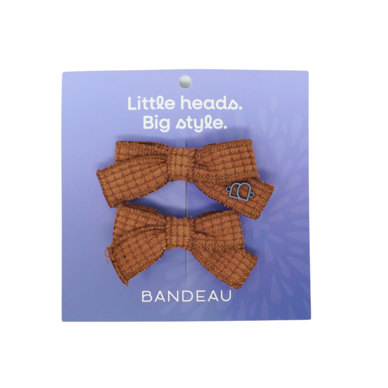 BANDEAU QUILTED CORDUROY MINI BOW CLIP SET