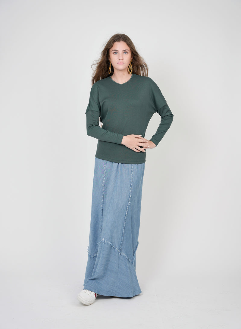 SB2CM7865T2 RIFF RIB CLOSED V NECK TOP