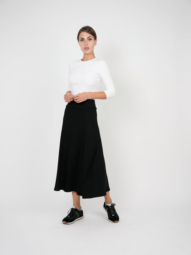 SB2CM7885SM RIFF RIB MIDI A-LINE SKIRT