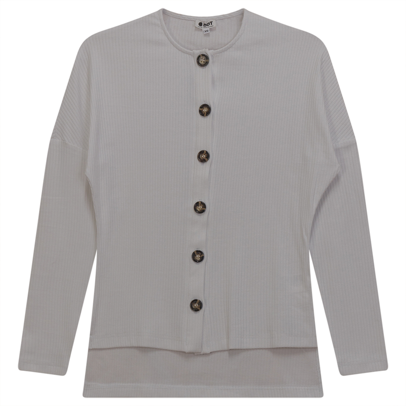 SB3CM8259T DOT RIB DROP SHOULDER HIGH LOW CARDIGAN