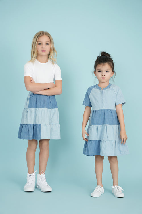 SB3CP4762S 5 STARS MULTI DENIM TIERED SKIRT