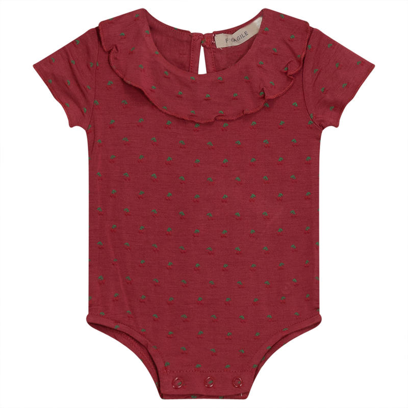 SB3CP4793G FRAGILE CHERRIES RUFFLE COLLAR ONESIE