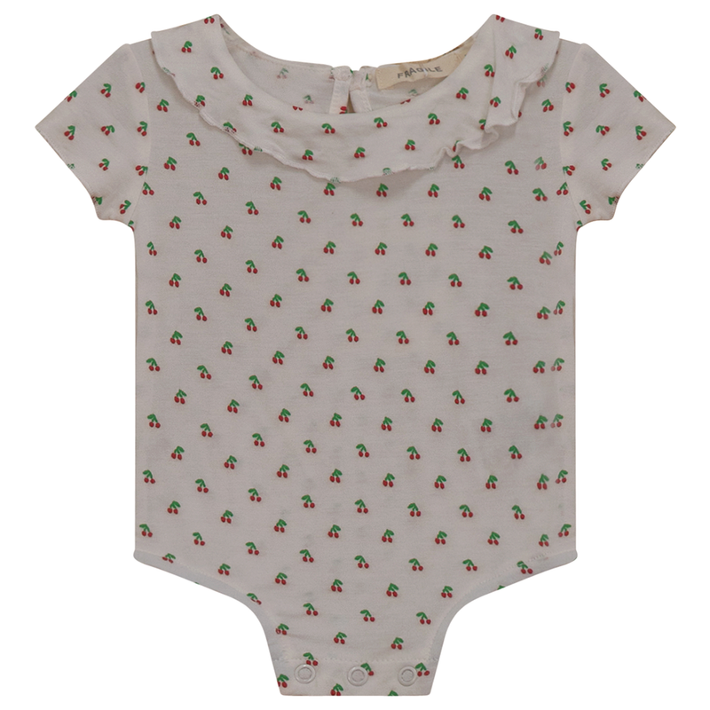 SB3CP4793G FRAGILE CHERRIES RUFFLE COLLAR ONESIE