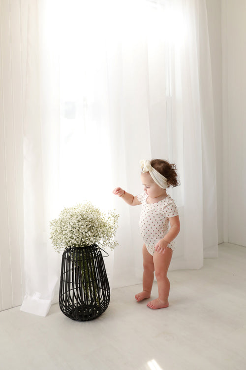 SB3CP4793G FRAGILE CHERRIES RUFFLE COLLAR ONESIE