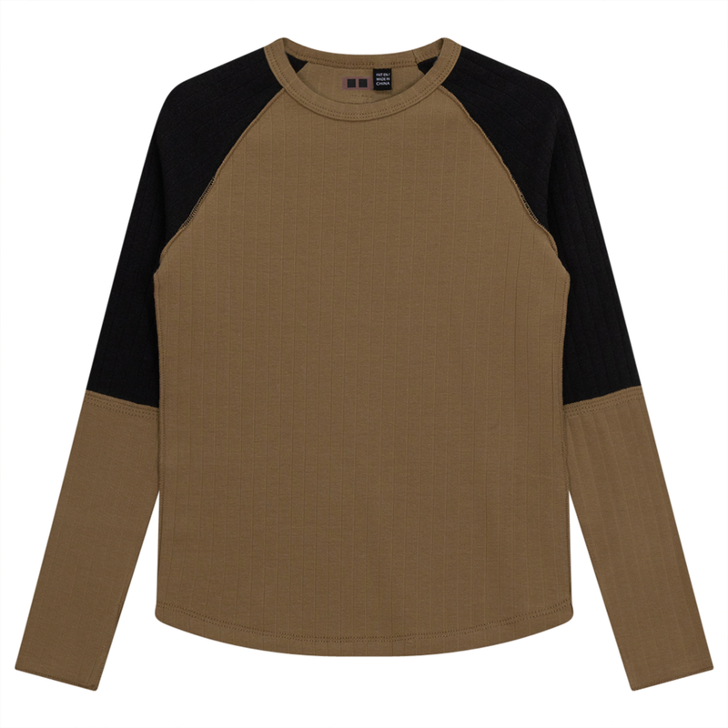 SB3CP4823G 2 SQUARES GIRLS TOP WITH CONSTRAST SLEEVE