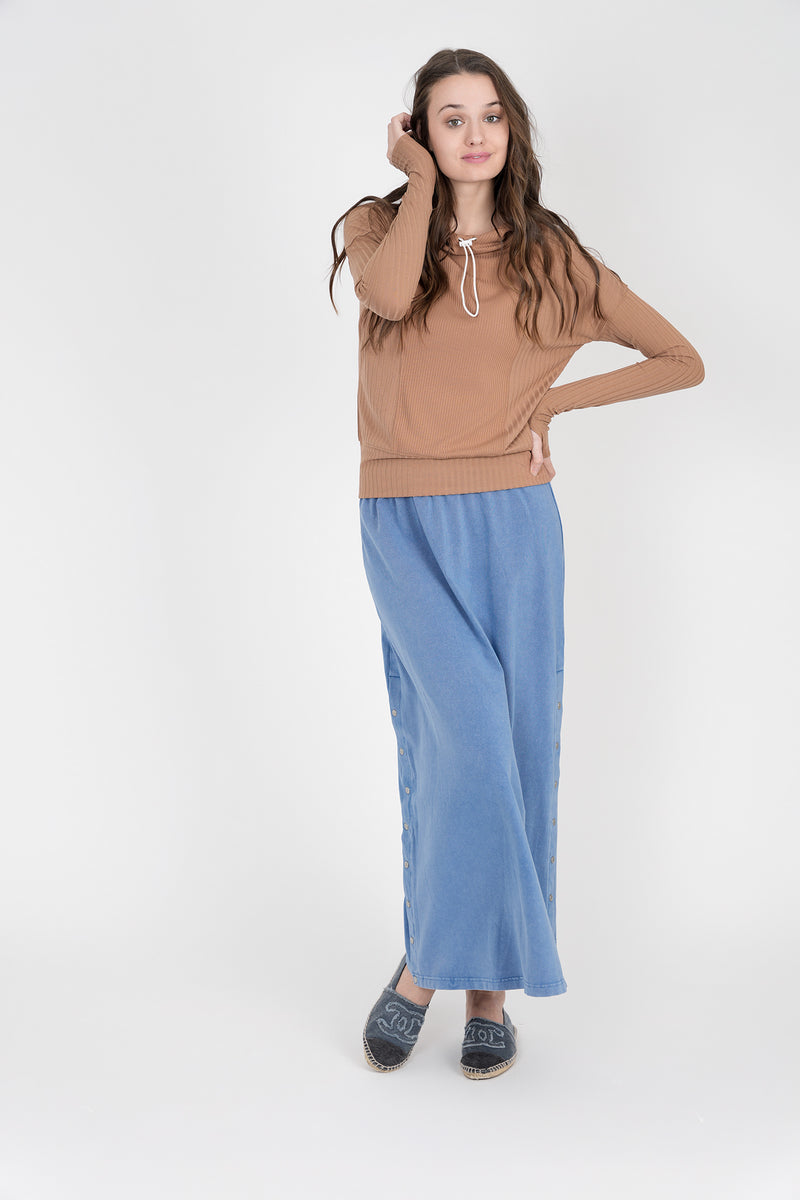 SB3CYT2056SA UNCLEAR DISTRESSED JERSEY SNAP SKIRT