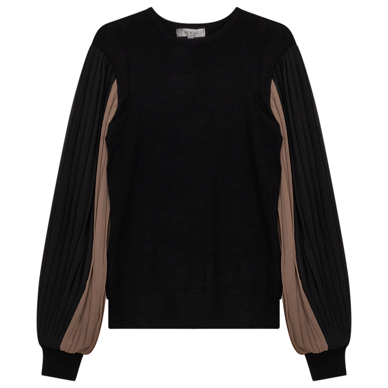 WB2CM7797T VIVID  KNIT SWEATER W/ COLOR  BLOCK CHIFFON SLEEVES