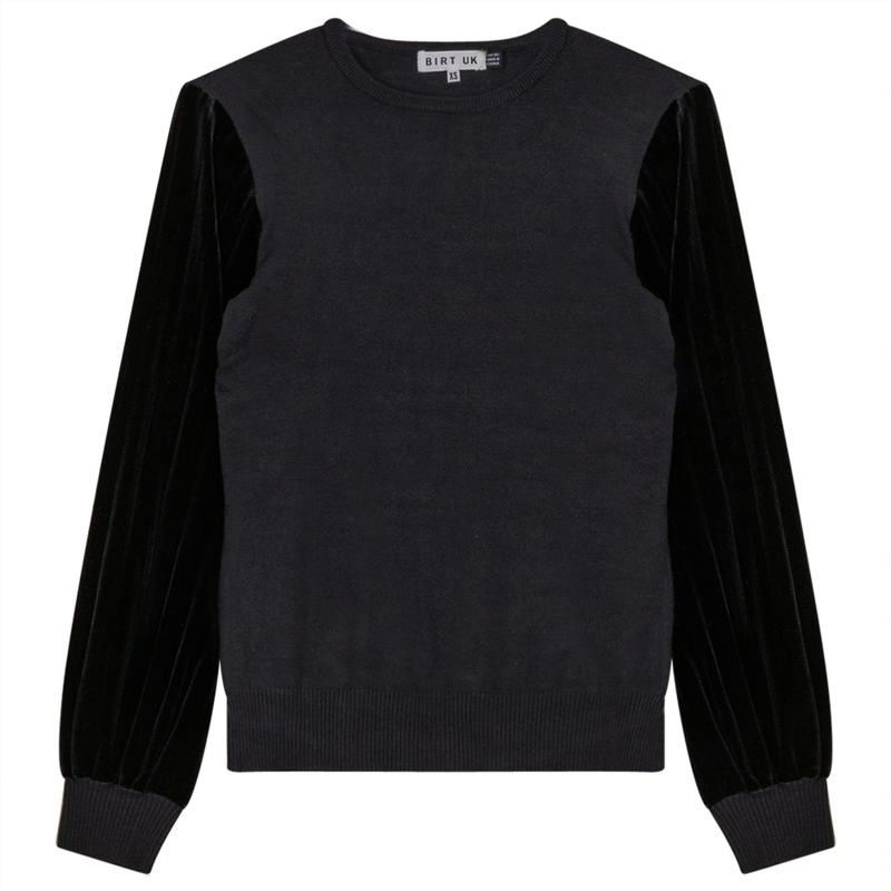 WB2CM7984T BIRT UK SWEATER TOP W/ VELOUR SLEEVES