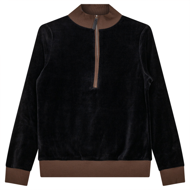 WB2CM8103T  VIVID VELOUR ZIPPER MOCK NECK CONTRAST TOP