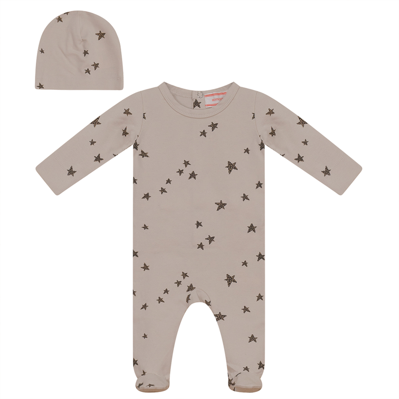 WB2CP4657B HOPSCOTCH  LEOPARD STARS FOOTIE W HAT