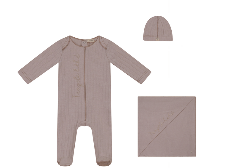 FRAGILE BEBE WIDE RIBBED FOOTIE 3PC SET WB2CP4687