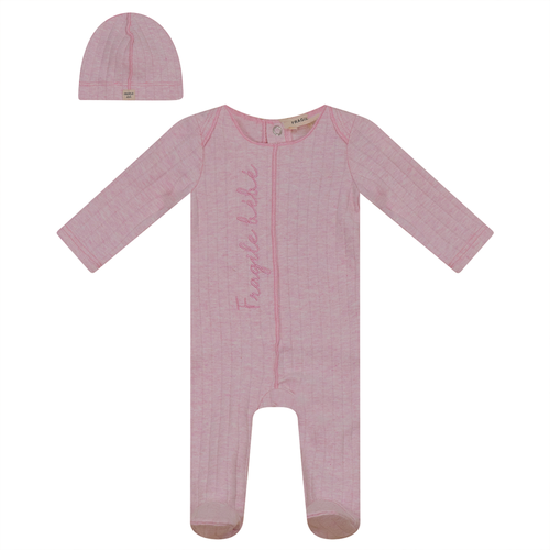 FRAGILE BEBE WIDE RIBBED FOOTIE + HAT WB2CP4687