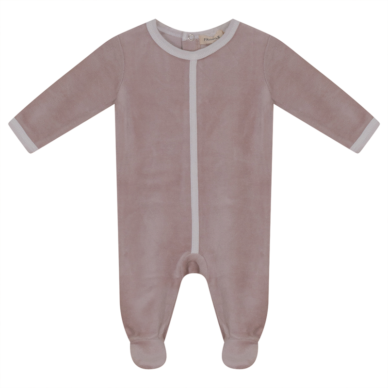 WB2CP4726 FRAGILE BABY FOOTIE WITH CONTRAST PLACKET