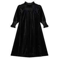 WB2CY1896D SEAL SMOCKED VELOUR DRESS