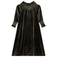 WB2CY1896D SEAL SMOCKED VELOUR DRESS