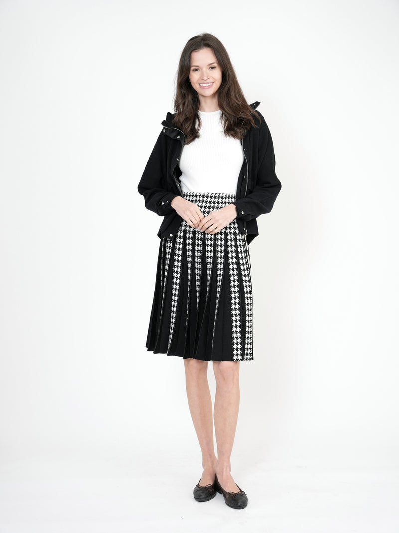 WB2CYT1836 NONI PLEATED HOUNDSTOOTH SKIRT