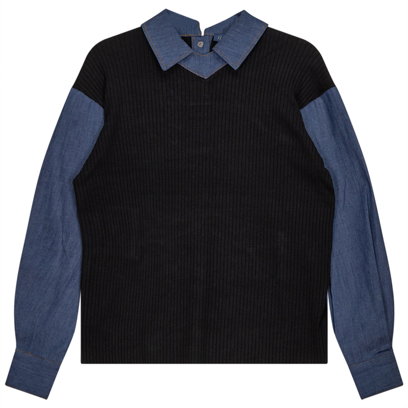 WB2CYT1956 NONI TEEN KNIT SWEATER WITH DENIM