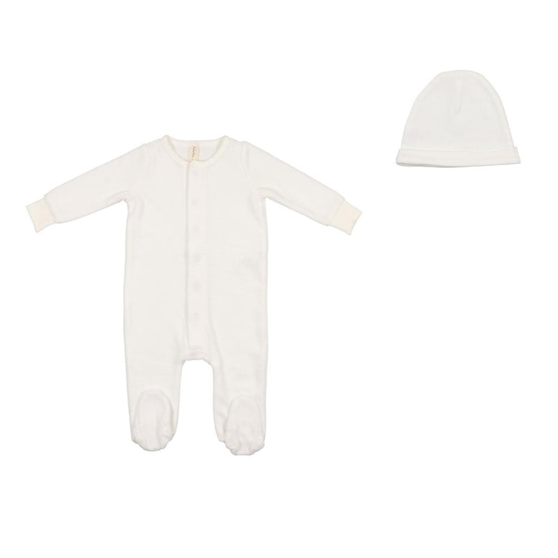 LILETTE VELOUR RIBBED LOGO FOOTIE+BEANIE