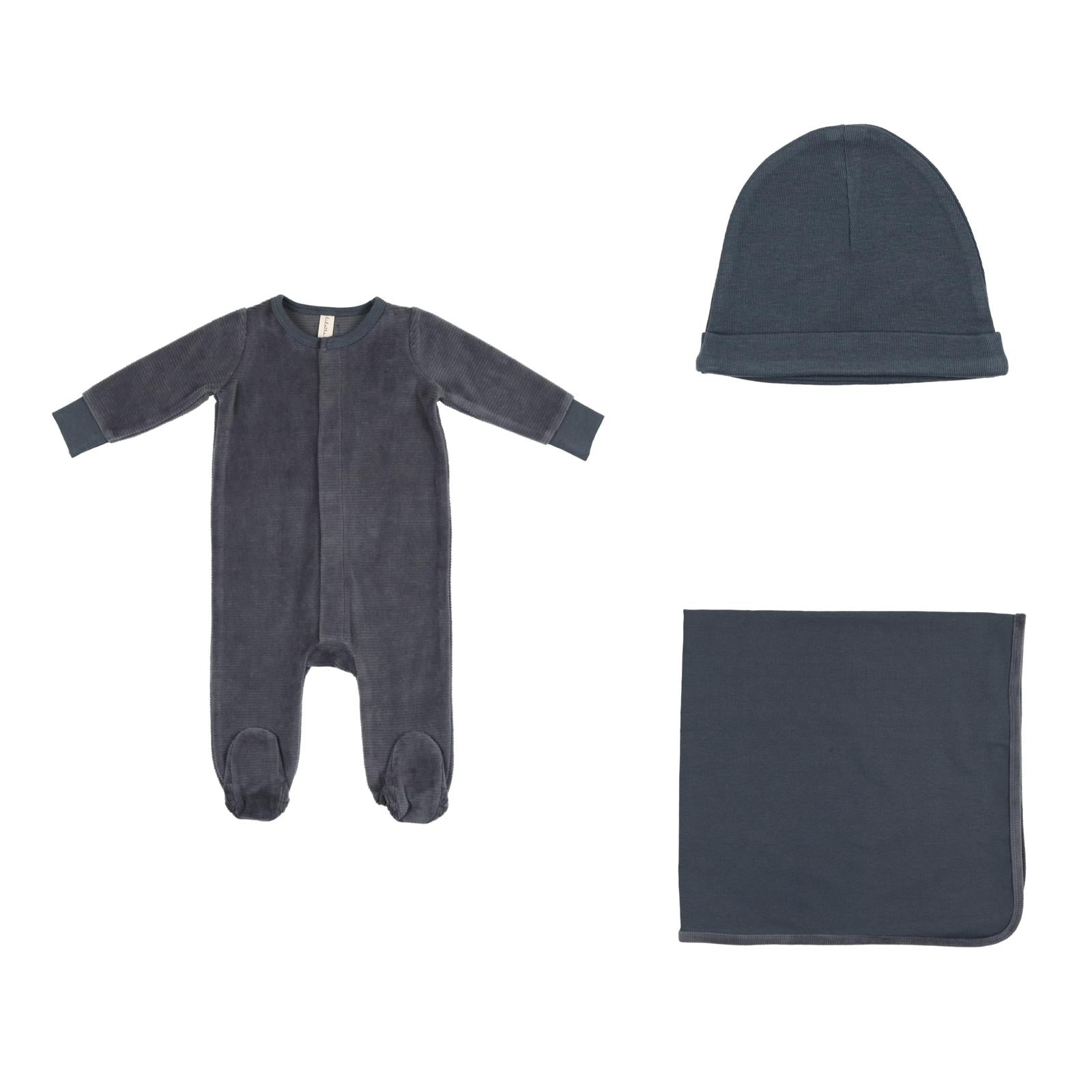 LILETTE VELOUR RIBBED LOGO FOOTIE 3PC SET