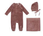 LIL LEGS CLASSIC VELOUR FOOTIE 3PC SET