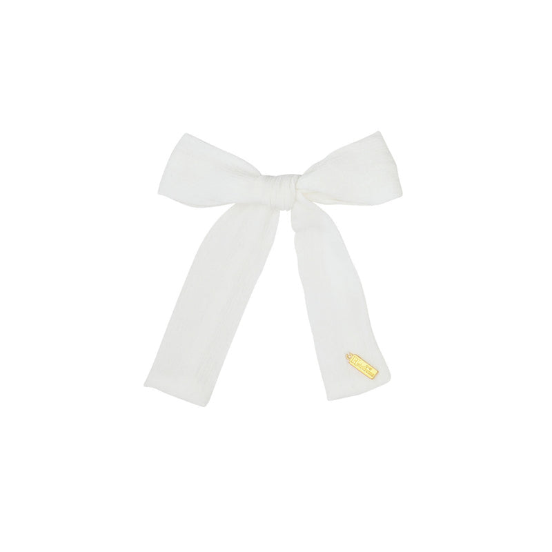 C1252M HEIRLOOMS TEXTURED CHIFFON MED BOW WHITE