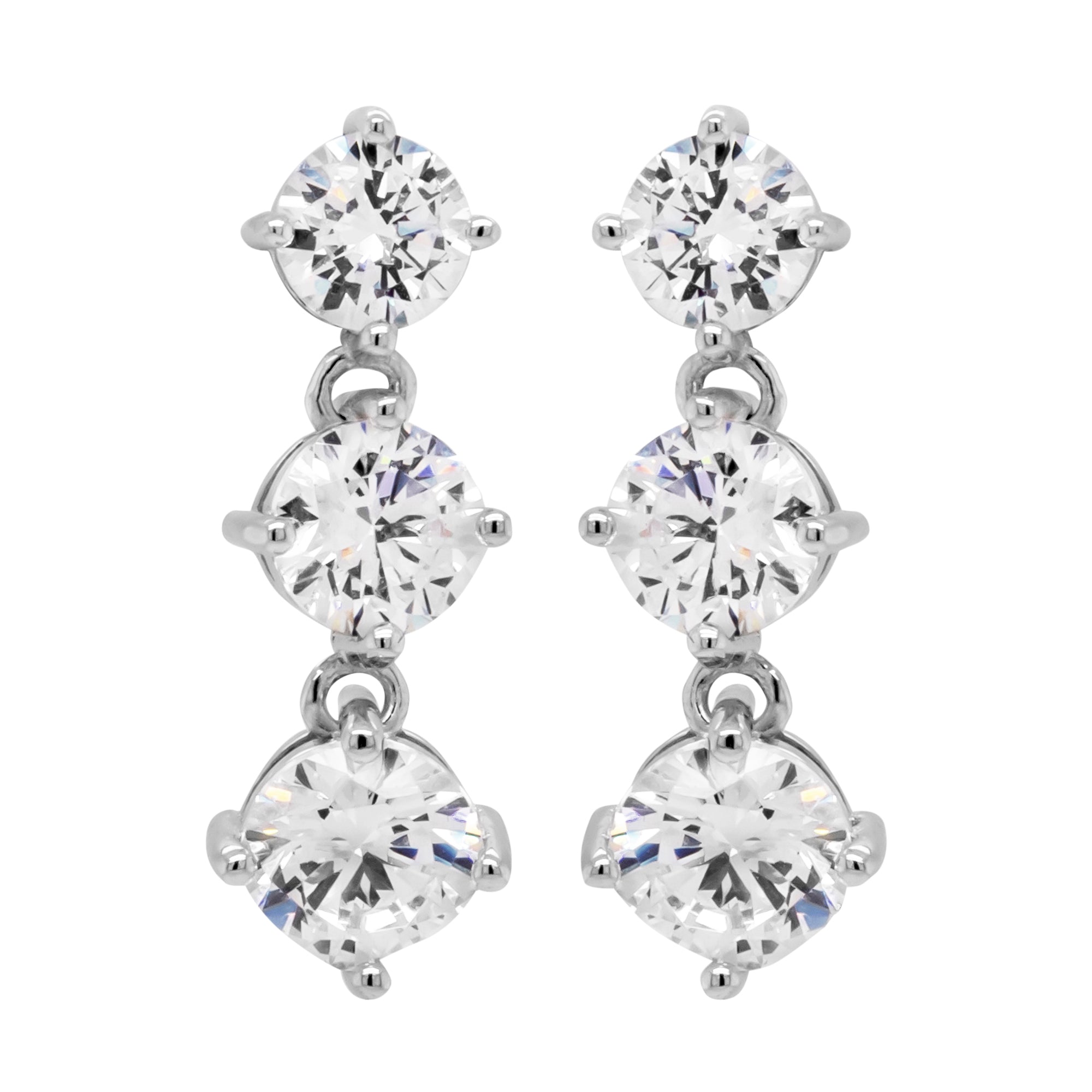 EP2773 DLUX RHP SS GRADUATING CZ DROP POST EARRINGS