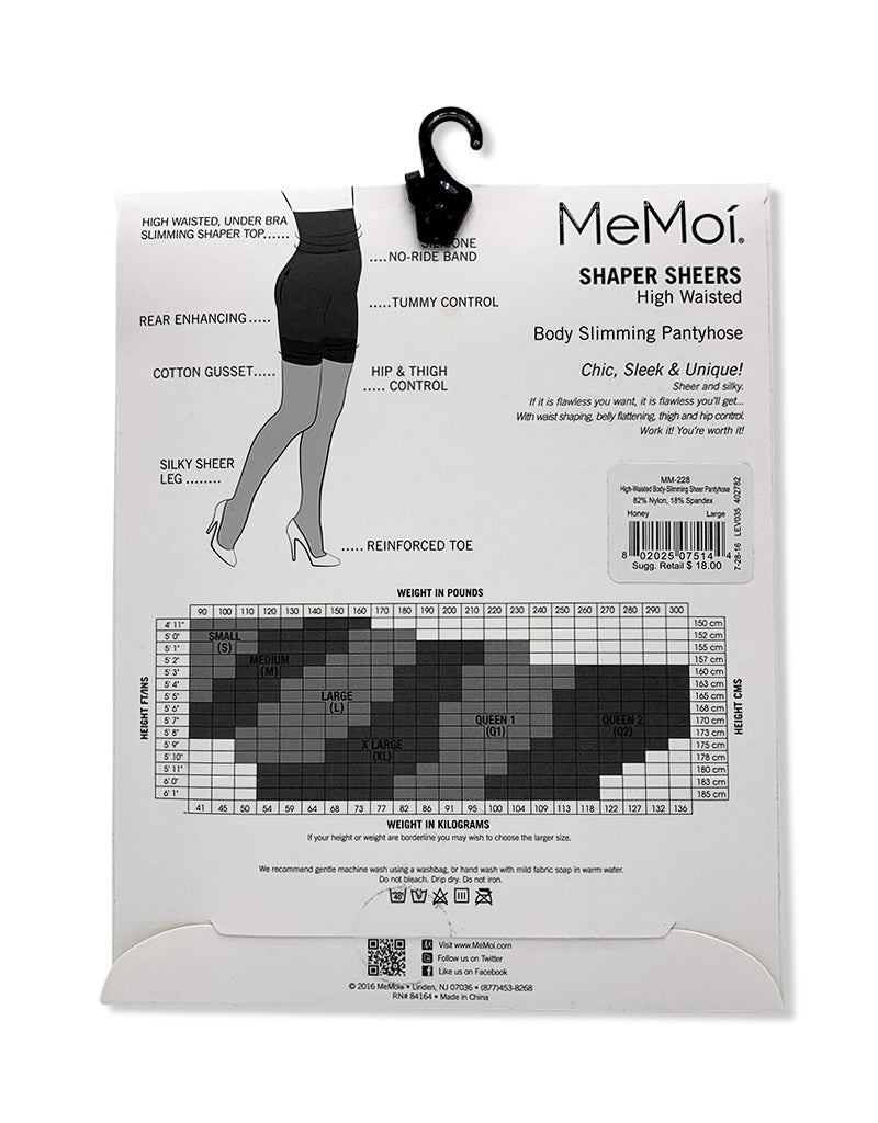 MM-228 MEMOI HIGH WAISTED SHAPER SHEER PANTYHOSE