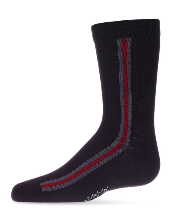 MK-160 MEMOI SIDE STRIPE BOYS CREW SOCK