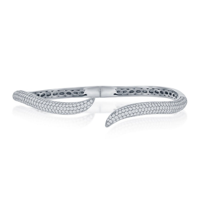 U-6673 CLASSIC SS MICRO PAVE CZ WAVED BANGLE